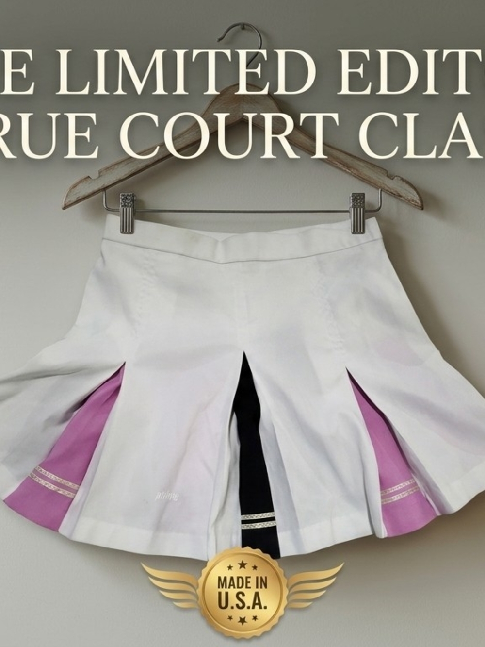 Vintage Prince Tennis Skirt White Pink Black Colorblock Pleated Sz 8 Made in USA
